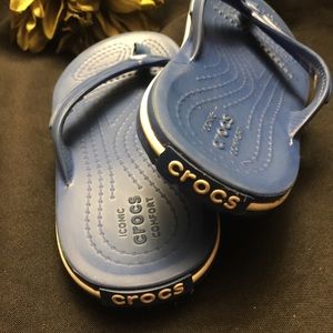 CROCS Shoes - Crocs-Blue/White Flip Flops, Size: J 1 CROCS Shoes - Crocs-Blue/White Flip Flops, Size: J 1